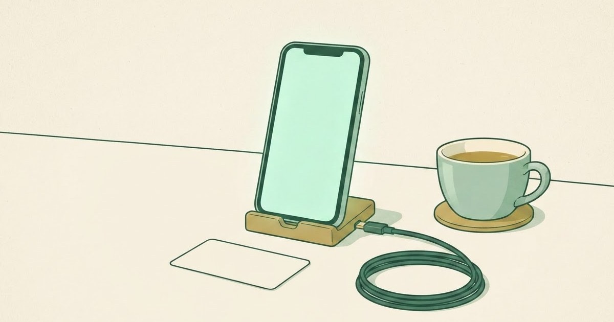 איור של סמארטפון עם מסך ריק זוהר וכרטיס בנק חלק על שולחן עבור הכתבה „אם סוכן AI יוכל לראות את החשבון שלכם, מה באמת ישתנה, ומה עדיין יישאר…”